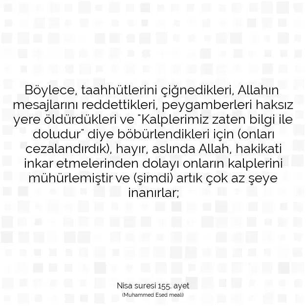 Ayetbul | Kuran Mealleri | Quran | Nisa suresi 155. ayet