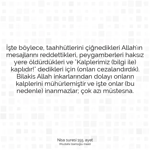 Ayetbul | Kuran Mealleri | Quran | Nisa suresi 155. ayet