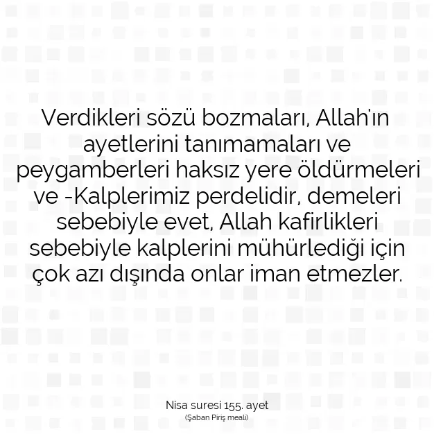 Ayetbul | Kuran Mealleri | Quran | Nisa suresi 155. ayet