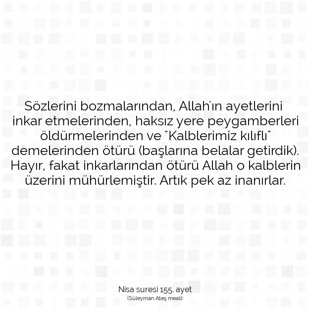 Ayetbul | Kuran Mealleri | Quran | Nisa suresi 155. ayet