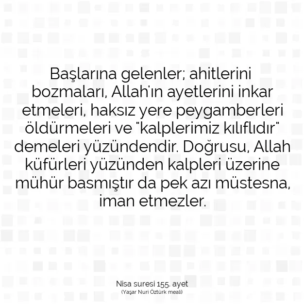 Ayetbul | Kuran Mealleri | Quran | Nisa suresi 155. ayet