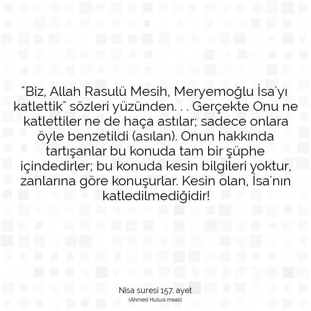 Ayetbul | Kuran Mealleri | Quran | Nisa suresi 157. ayet