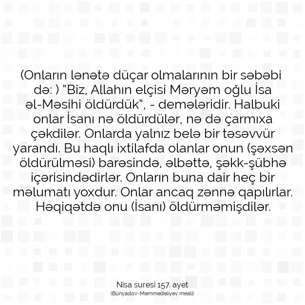 Ayetbul | Kuran Mealleri | Quran | Nisa suresi 157. ayet