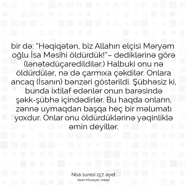 Ayetbul | Kuran Mealleri | Quran | Nisa suresi 157. ayet