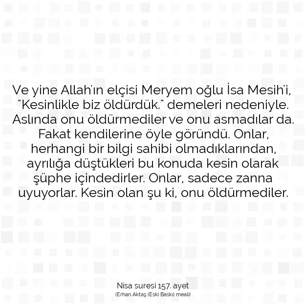 Ayetbul | Kuran Mealleri | Quran | Nisa suresi 157. ayet