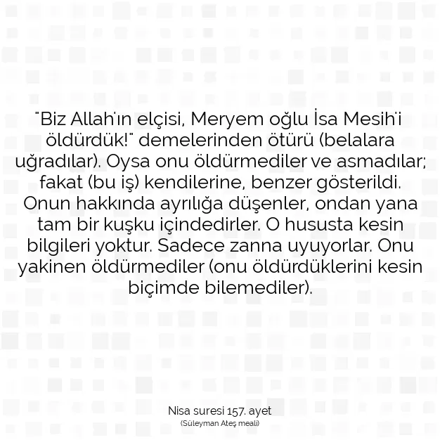 Ayetbul | Kuran Mealleri | Quran | Nisa suresi 157. ayet