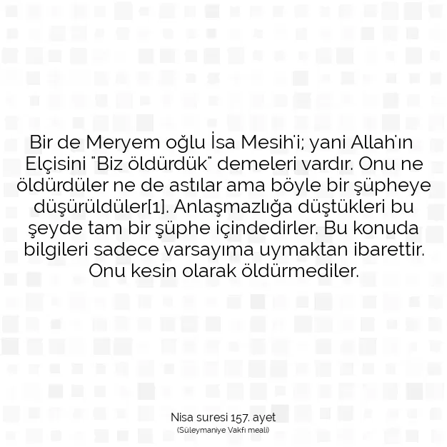 Ayetbul | Kuran Mealleri | Quran | Nisa suresi 157. ayet