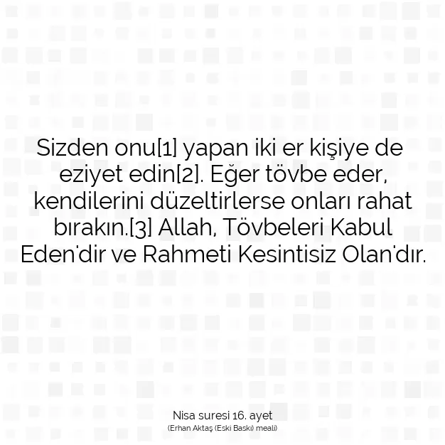 Ayetbul | Kuran Mealleri | Quran | Nisa suresi 16. ayet