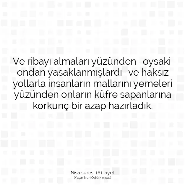 Ayetbul | Kuran Mealleri | Quran | Nisa suresi 161. ayet