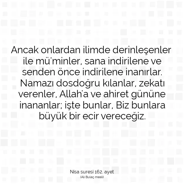 Ayetbul | Kuran Mealleri | Quran | Nisa suresi 162. ayet