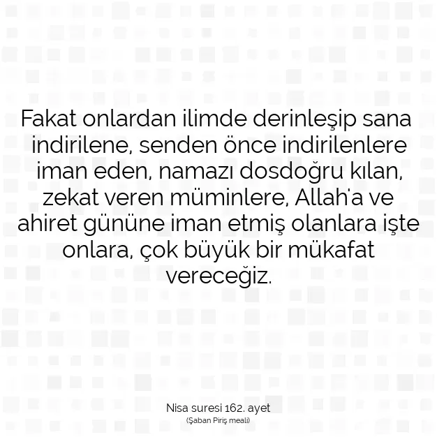 Ayetbul | Kuran Mealleri | Quran | Nisa suresi 162. ayet