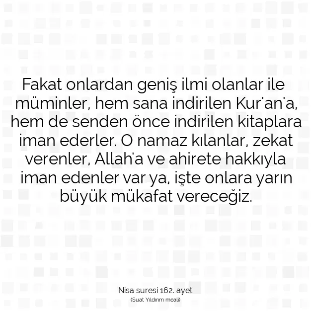 Ayetbul | Kuran Mealleri | Quran | Nisa suresi 162. ayet