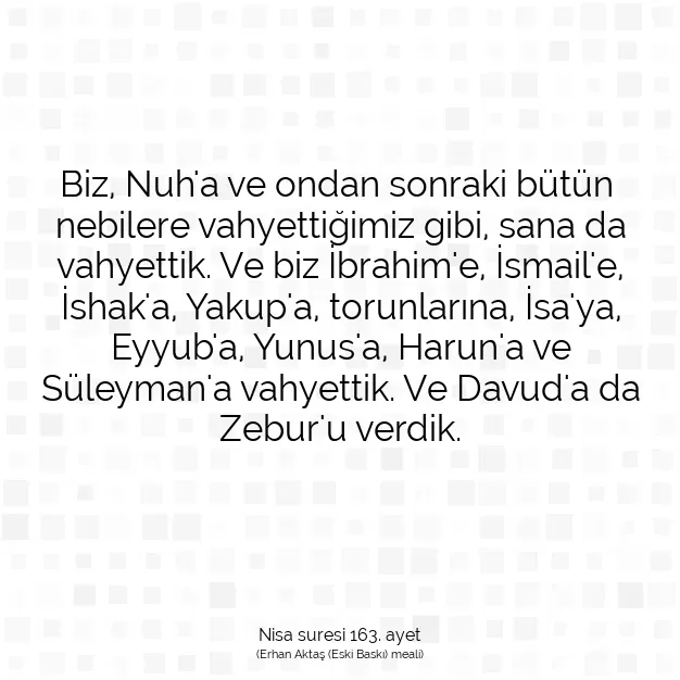 Ayetbul | Kuran Mealleri | Quran | Nisa suresi 163. ayet