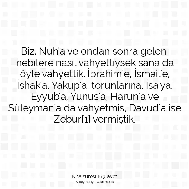 Ayetbul | Kuran Mealleri | Quran | Nisa suresi 163. ayet