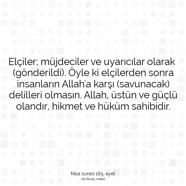 Ayetbul | Kuran Mealleri | Quran | Nisa suresi 165. ayet