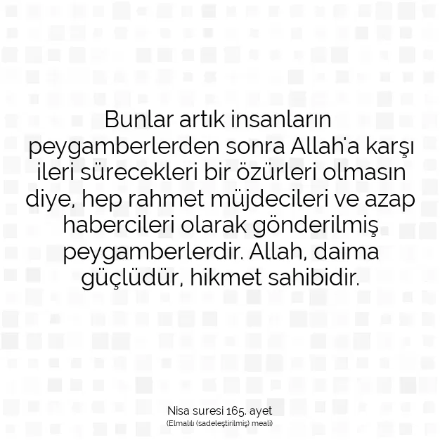 Ayetbul | Kuran Mealleri | Quran | Nisa suresi 165. ayet