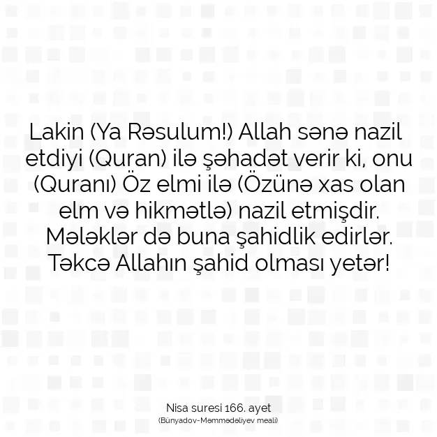 Ayetbul | Kuran Mealleri | Quran | Nisa suresi 166. ayet