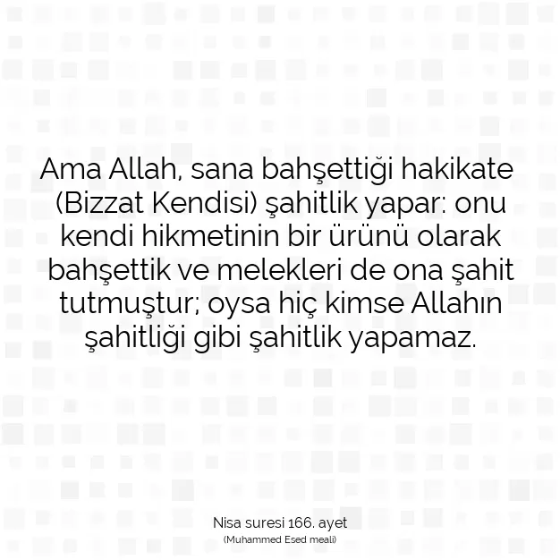 Ayetbul | Kuran Mealleri | Quran | Nisa suresi 166. ayet