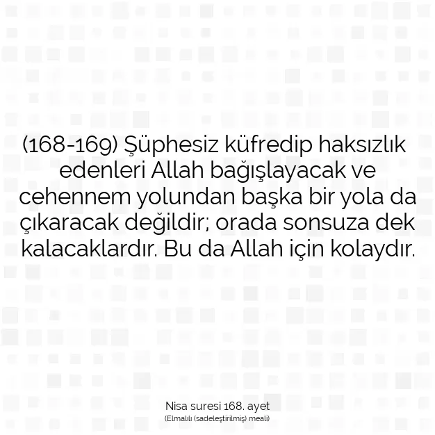 Ayetbul | Kuran Mealleri | Quran | Nisa suresi 168. ayet