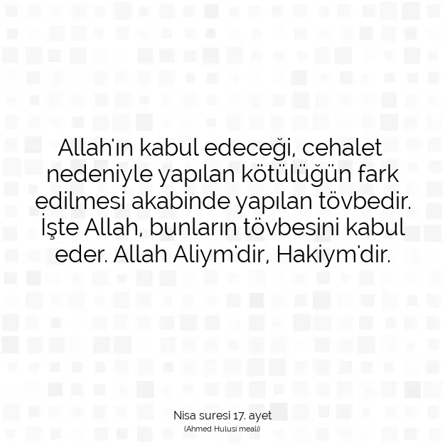 Ayetbul | Kuran Mealleri | Quran | Nisa suresi 17. ayet