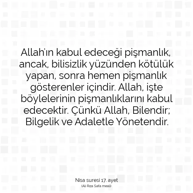 Ayetbul | Kuran Mealleri | Quran | Nisa suresi 17. ayet