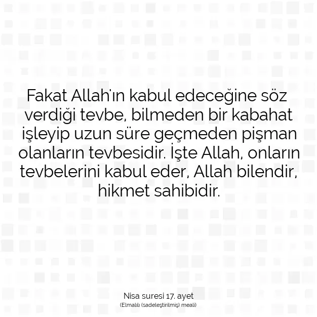 Ayetbul | Kuran Mealleri | Quran | Nisa suresi 17. ayet