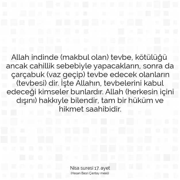 Ayetbul | Kuran Mealleri | Quran | Nisa suresi 17. ayet