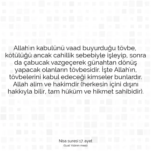 Ayetbul | Kuran Mealleri | Quran | Nisa suresi 17. ayet