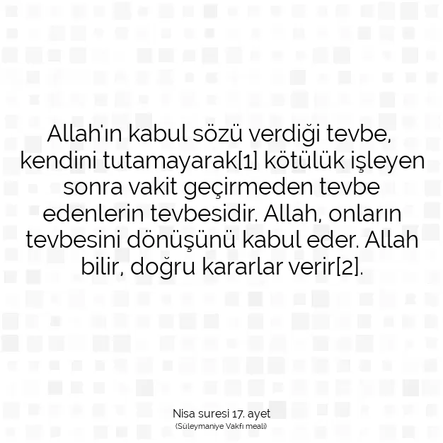 Ayetbul | Kuran Mealleri | Quran | Nisa suresi 17. ayet