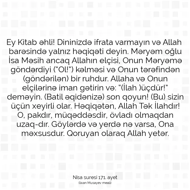 Ayetbul | Kuran Mealleri | Quran | Nisa suresi 171. ayet