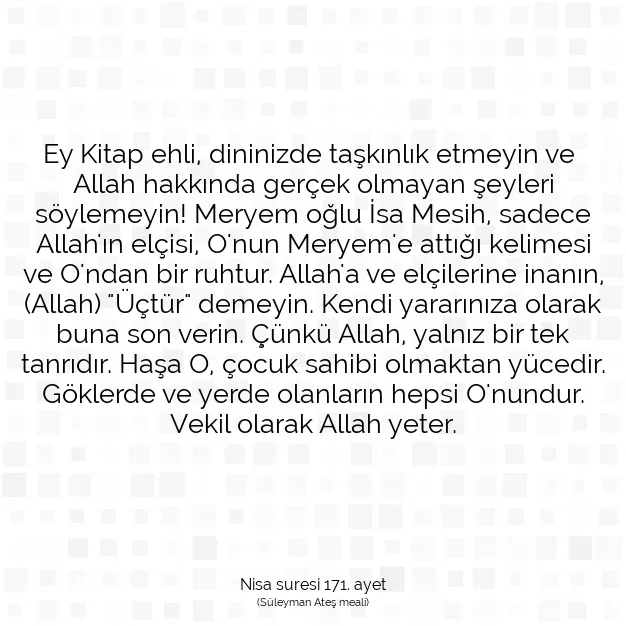 Ayetbul | Kuran Mealleri | Quran | Nisa suresi 171. ayet