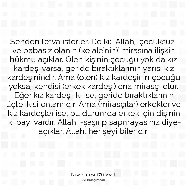 Ayetbul | Kuran Mealleri | Quran | Nisa suresi 176. ayet