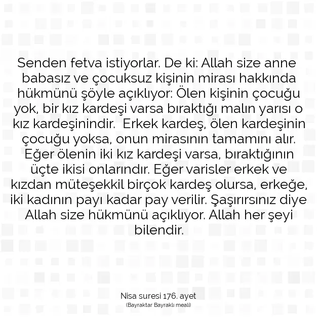 Ayetbul | Kuran Mealleri | Quran | Nisa suresi 176. ayet