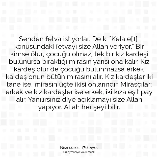 Ayetbul | Kuran Mealleri | Quran | Nisa suresi 176. ayet