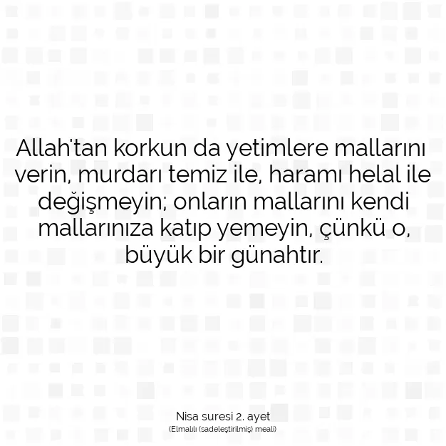 Ayetbul | Kuran Mealleri | Quran | Nisa suresi 2. ayet