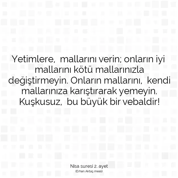 Ayetbul | Kuran Mealleri | Quran | Nisa suresi 2. ayet