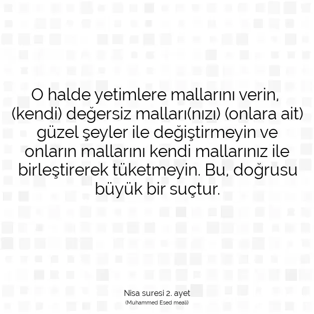 Ayetbul | Kuran Mealleri | Quran | Nisa suresi 2. ayet