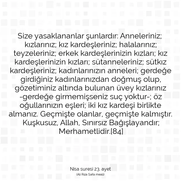 Ayetbul | Kuran Mealleri | Quran | Nisa suresi 23. ayet