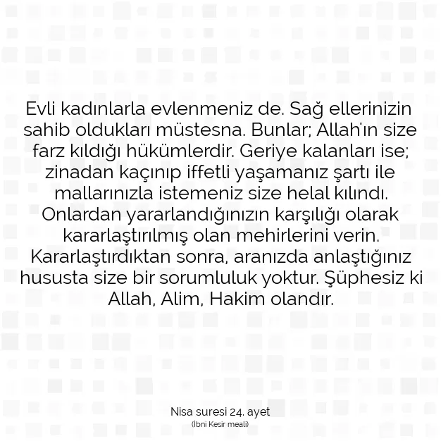 Ayetbul | Kuran Mealleri | Quran | Nisa suresi 24. ayet