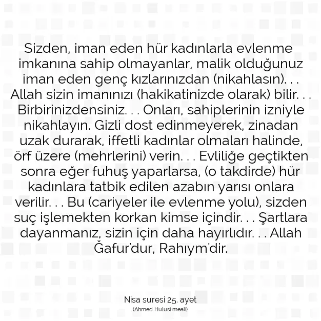 Ayetbul | Kuran Mealleri | Quran | Nisa suresi 25. ayet