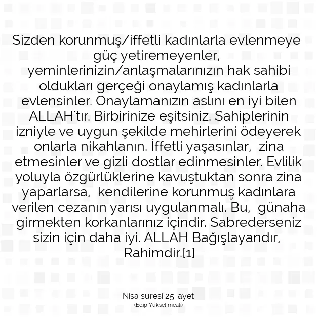 Ayetbul | Kuran Mealleri | Quran | Nisa suresi 25. ayet