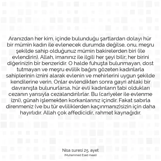 Ayetbul | Kuran Mealleri | Quran | Nisa suresi 25. ayet