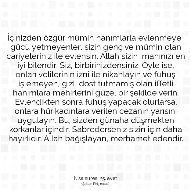 Ayetbul | Kuran Mealleri | Quran | Nisa suresi 25. ayet