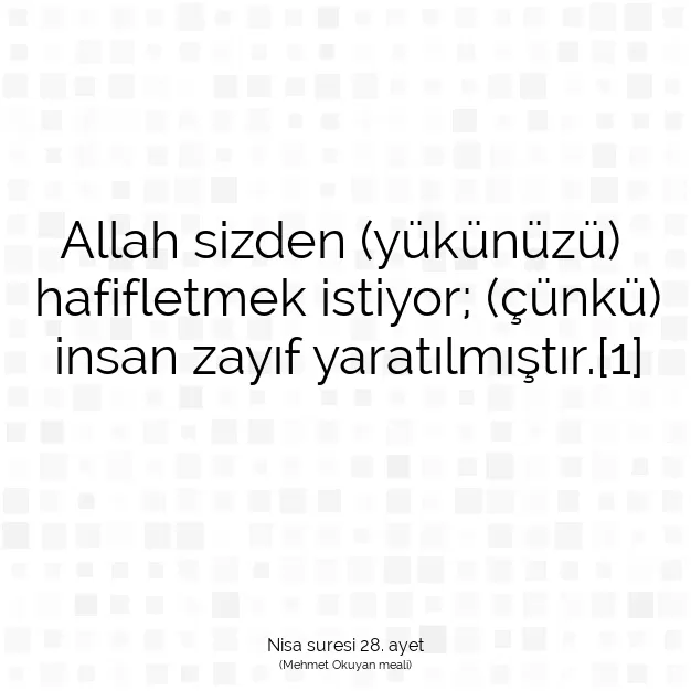 Ayetbul | Kuran Mealleri | Quran | Nisa suresi 28. ayet