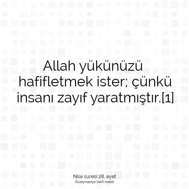 Ayetbul | Kuran Mealleri | Quran | Nisa suresi 28. ayet