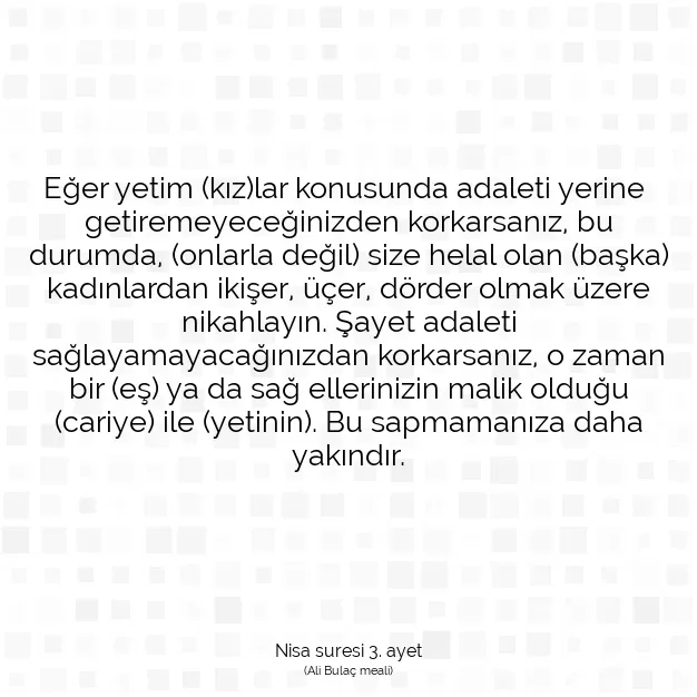 Ayetbul | Kuran Mealleri | Quran | Nisa suresi 3. ayet