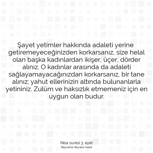 Ayetbul | Kuran Mealleri | Quran | Nisa suresi 3. ayet