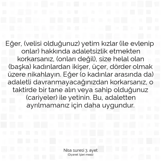 Ayetbul | Kuran Mealleri | Quran | Nisa suresi 3. ayet