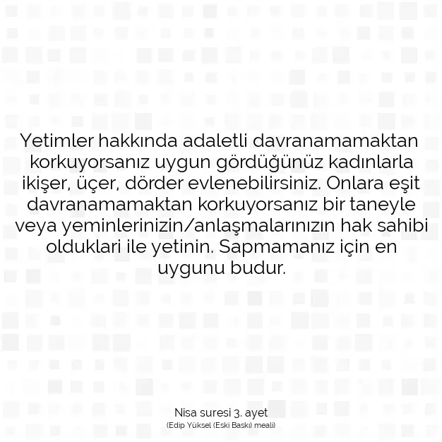 Ayetbul | Kuran Mealleri | Quran | Nisa suresi 3. ayet