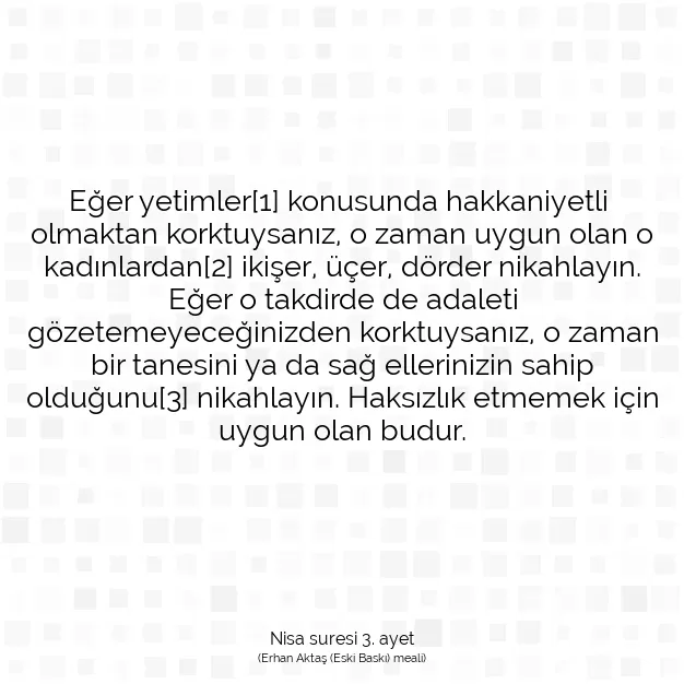 Ayetbul | Kuran Mealleri | Quran | Nisa suresi 3. ayet